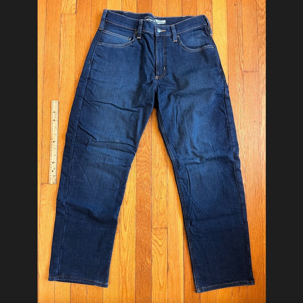 Men's Carhartt Fleece-Lined Denim Work Pants, Like New, Relaxed Fit, 32x30